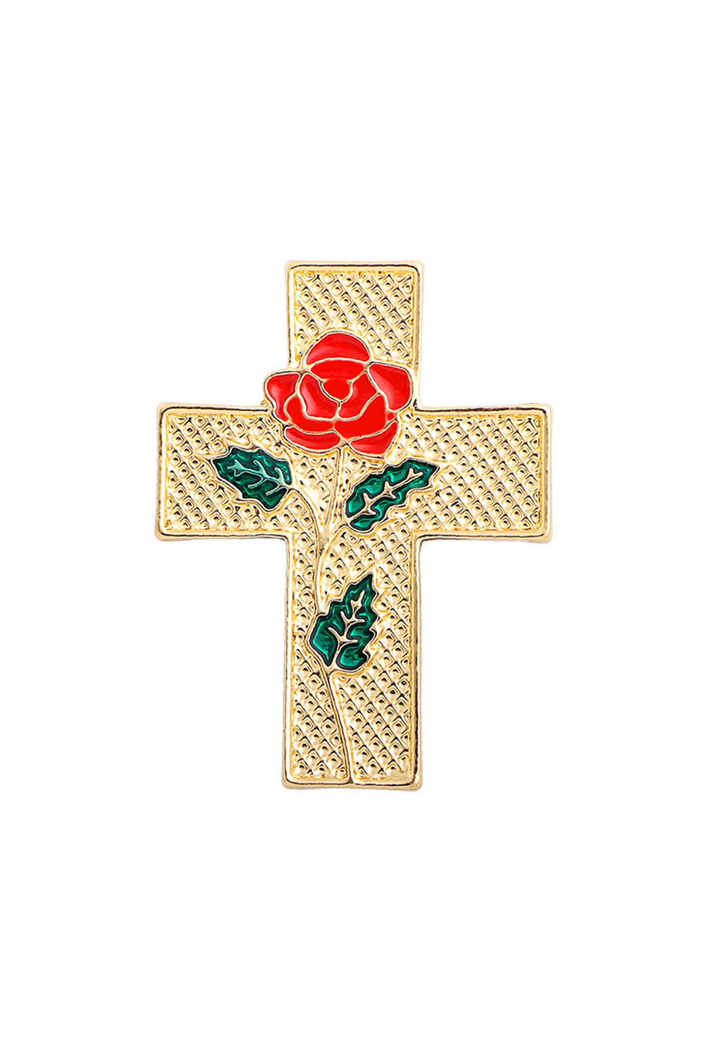 Rose Cross Alloy Brooch PA4028