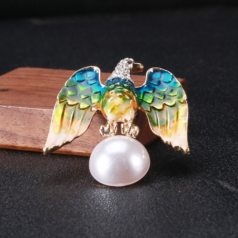 Eagle Rhinestone Pearl Brooch PA4056
