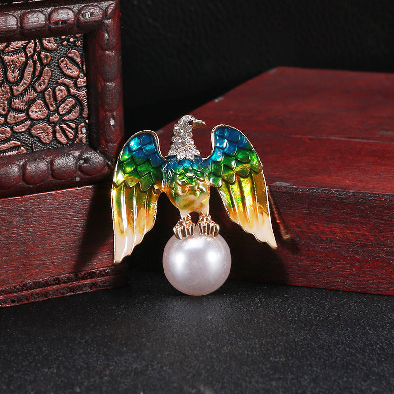 Eagle Rhinestone Pearl Brooch PA4056