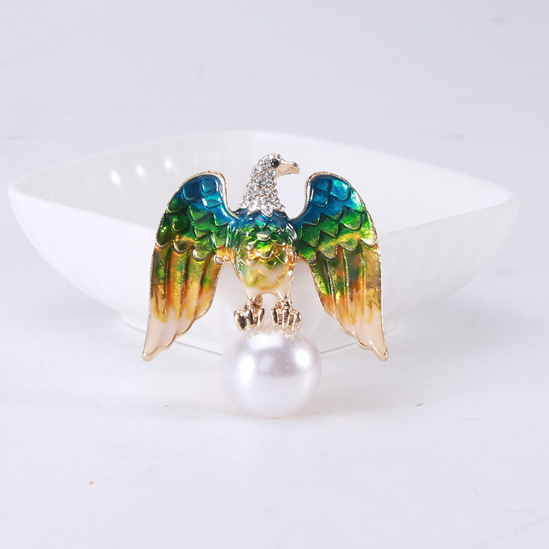 Eagle Rhinestone Pearl Brooch PA4056