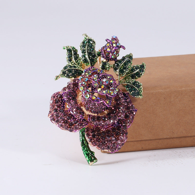 Rose Rhinestone Brooch PA4071