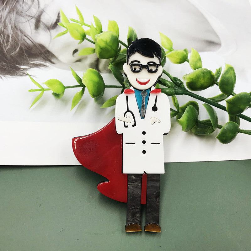 Male Doctor Acrylic Brooch PA4081