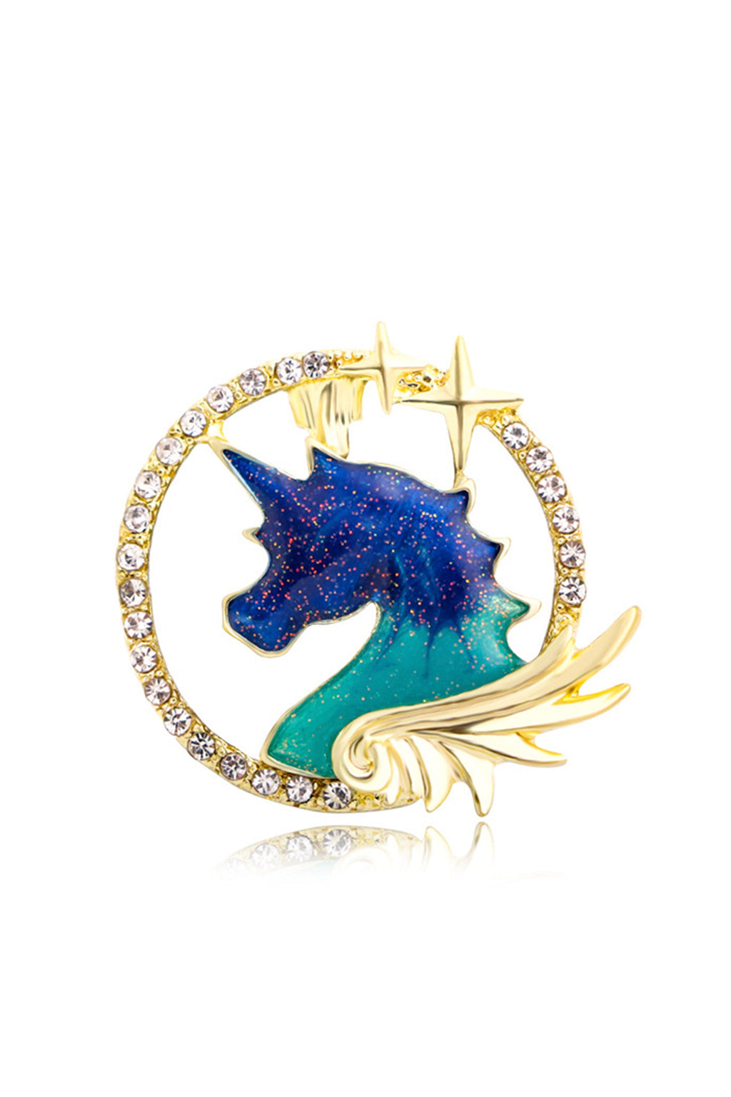 Sun Unicorn Rhinestone Brooch PA4124