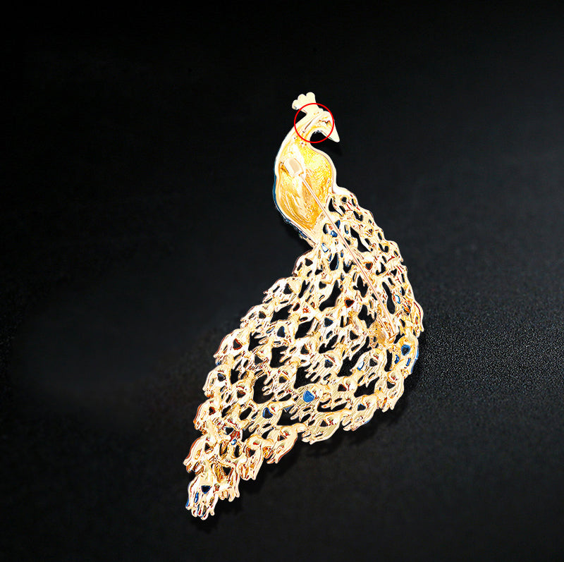Peacock Rhinestone Brooch PA4136