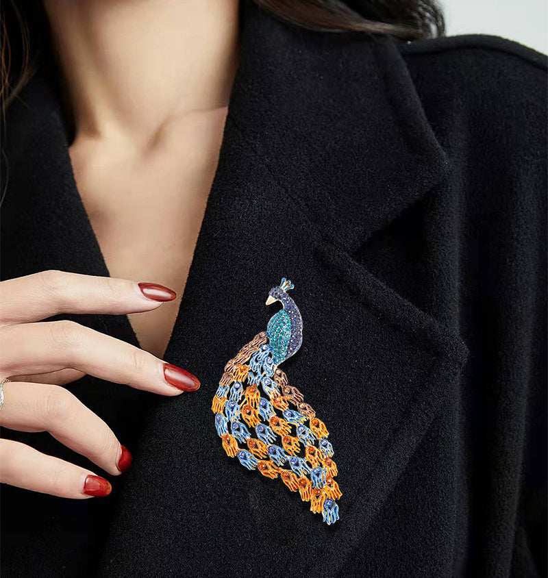 Peacock Rhinestone Brooch PA4136