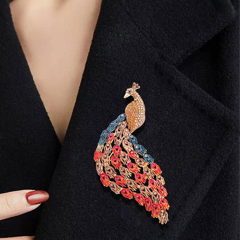 Peacock Rhinestone Brooch PA4136