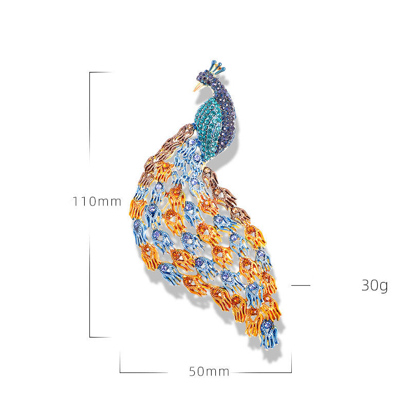 Peacock Rhinestone Brooch PA4136