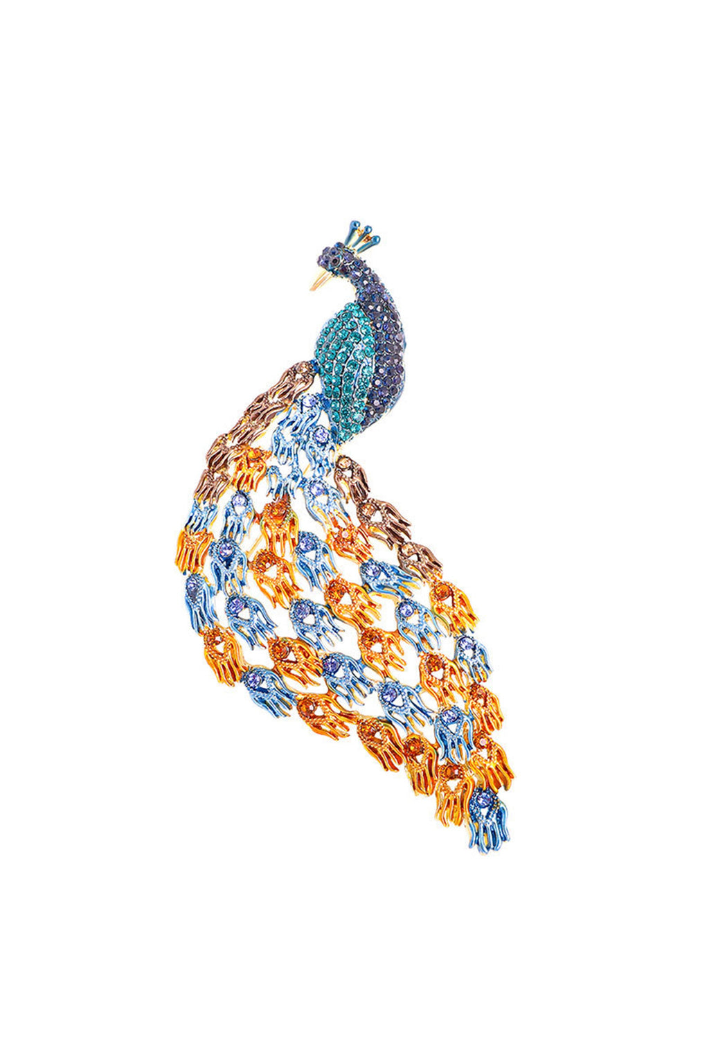 Peacock Rhinestone Brooch PA4136