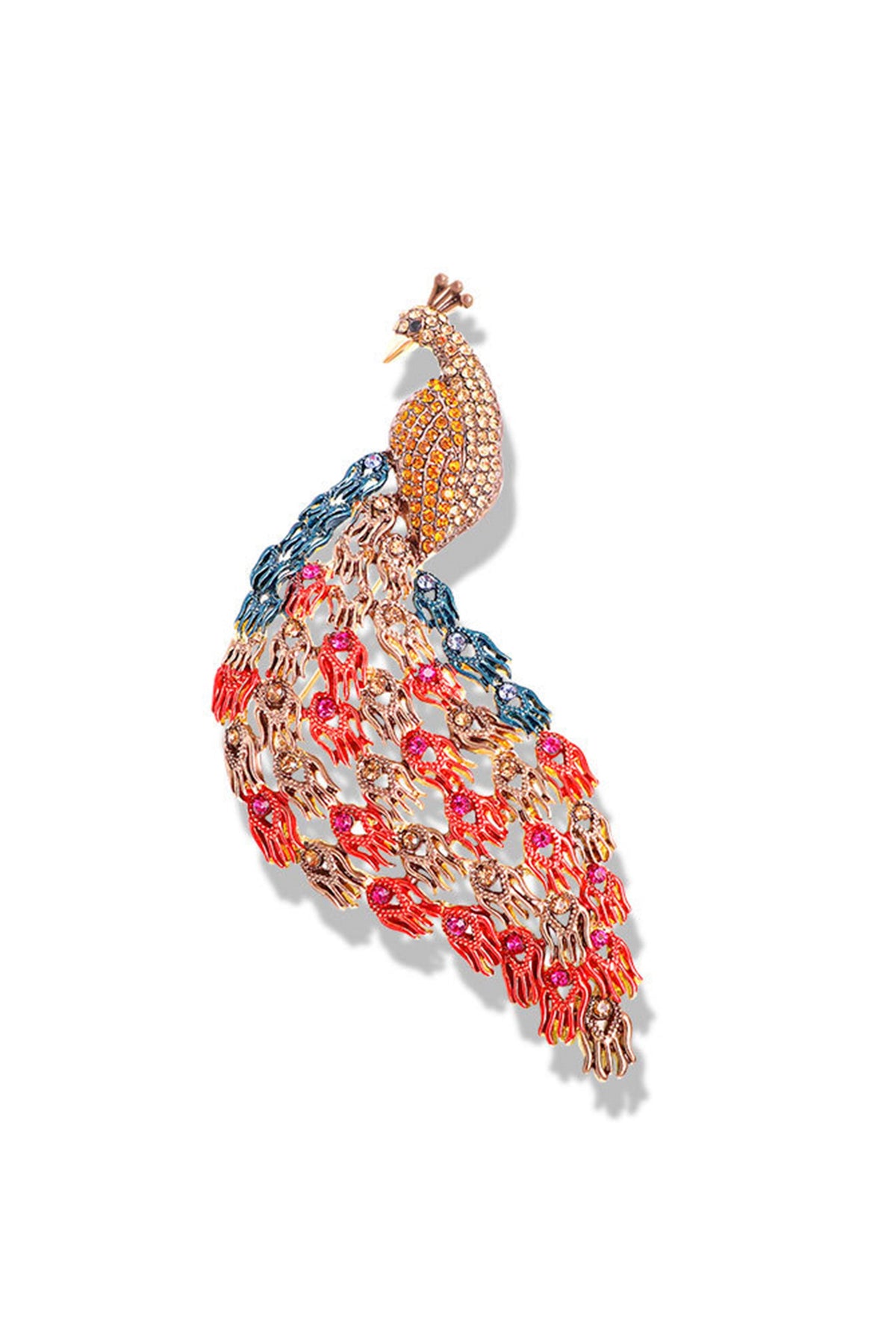 Peacock Rhinestone Brooch PA4136