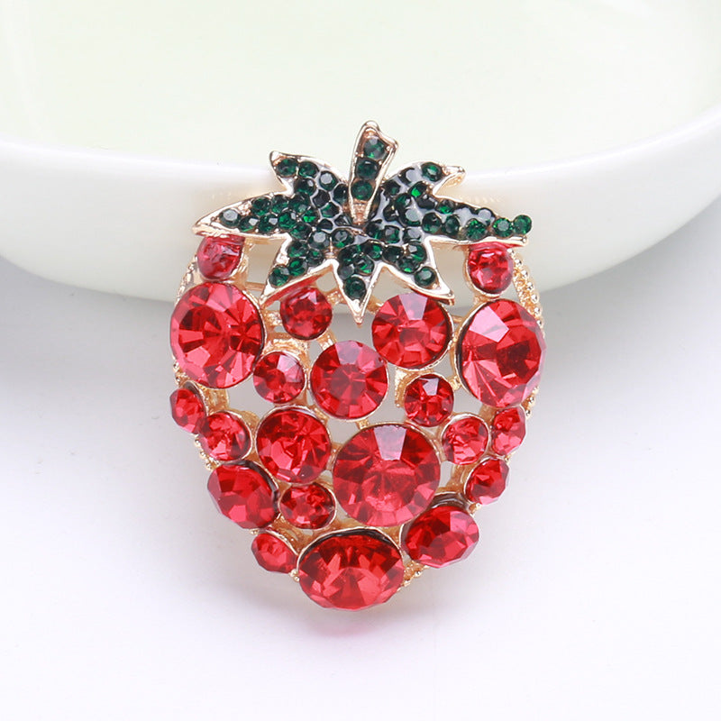 Strawberry Rhinestone Brooch PA4171