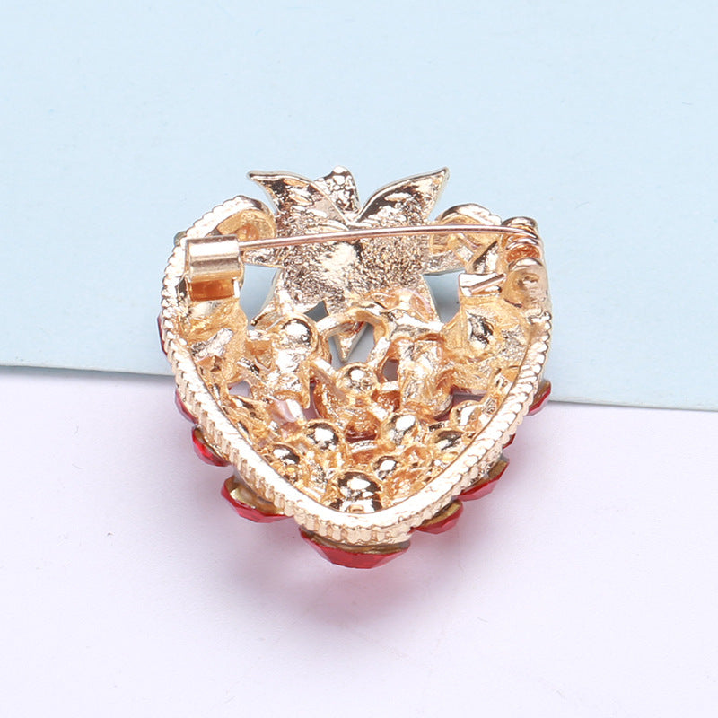 Strawberry Rhinestone Brooch PA4171