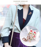 Flower Squirrel Rhinestone Brooch PA4191