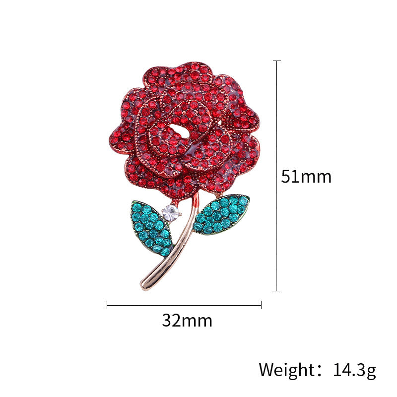 Rose Rhinestone Brooch PA4328
