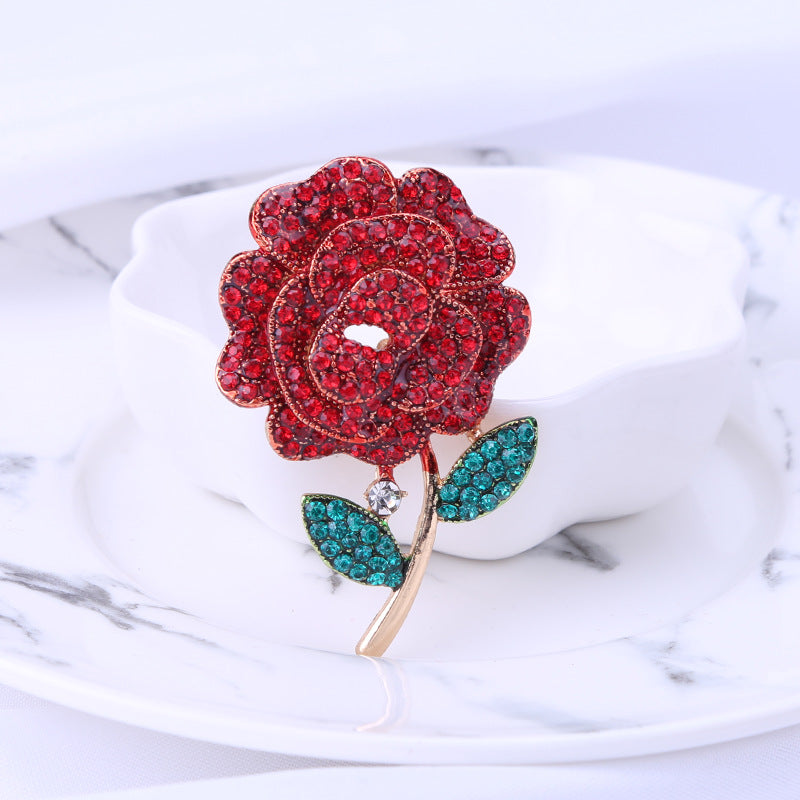 Rose Rhinestone Brooch PA4328