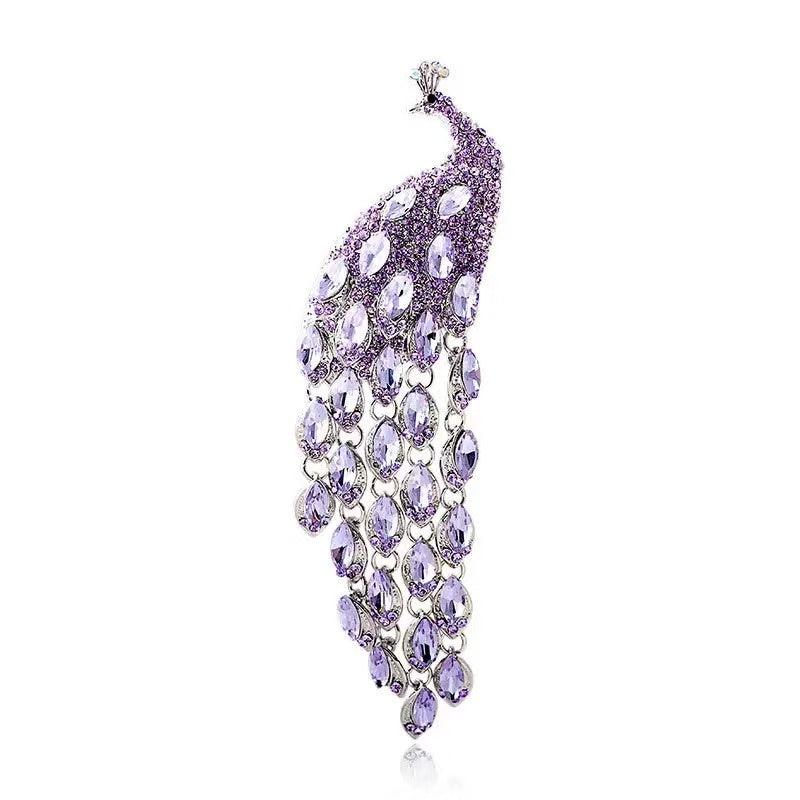Peacock Alloy Rhinestone Brooch PA4355