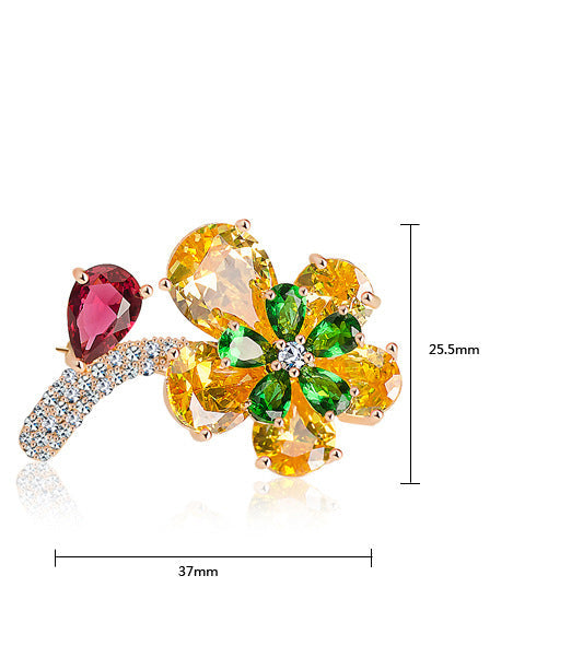Flower Cubic Zirconia Brooch PA4387