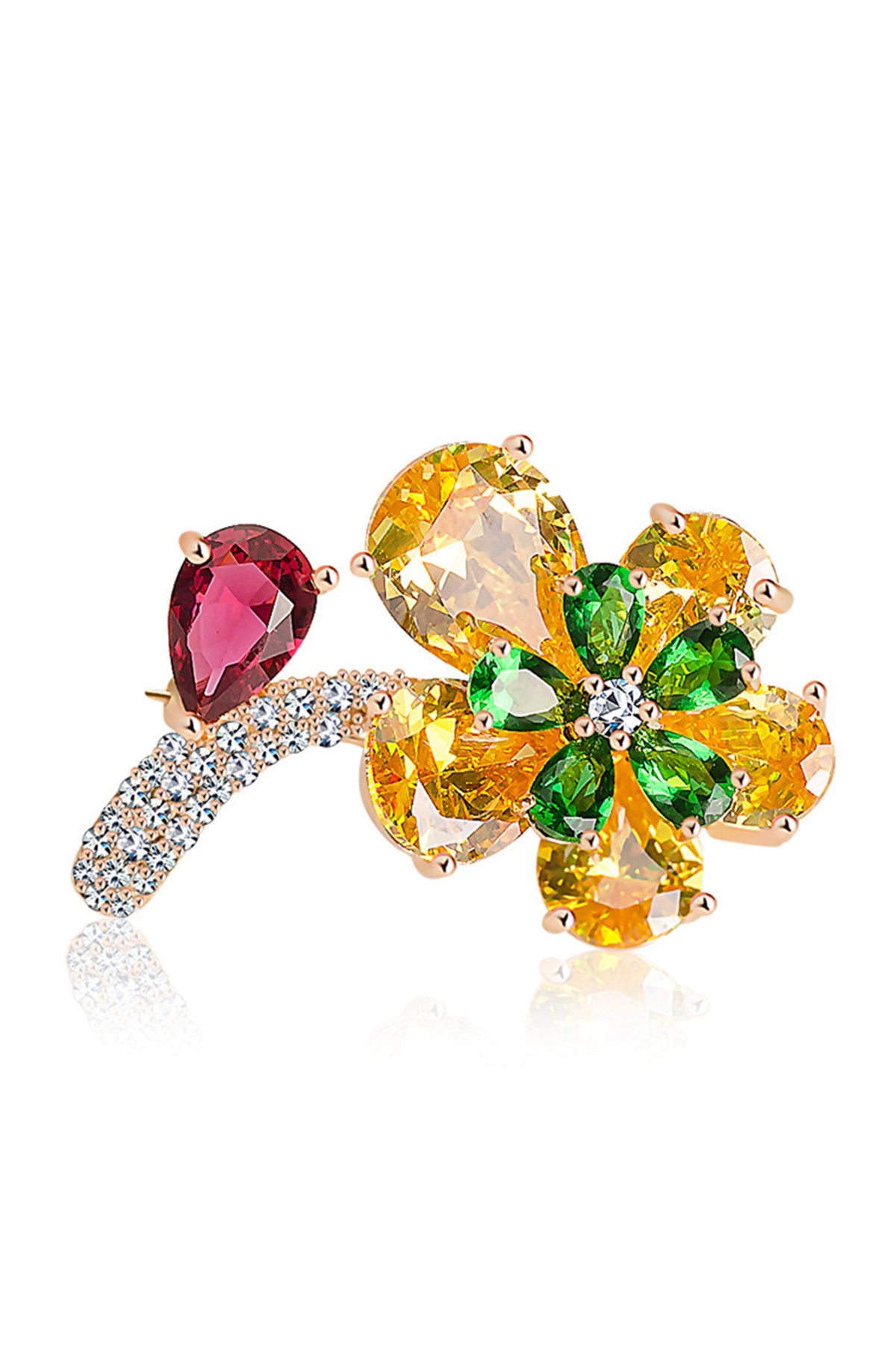 Flower Cubic Zirconia Brooch PA4387