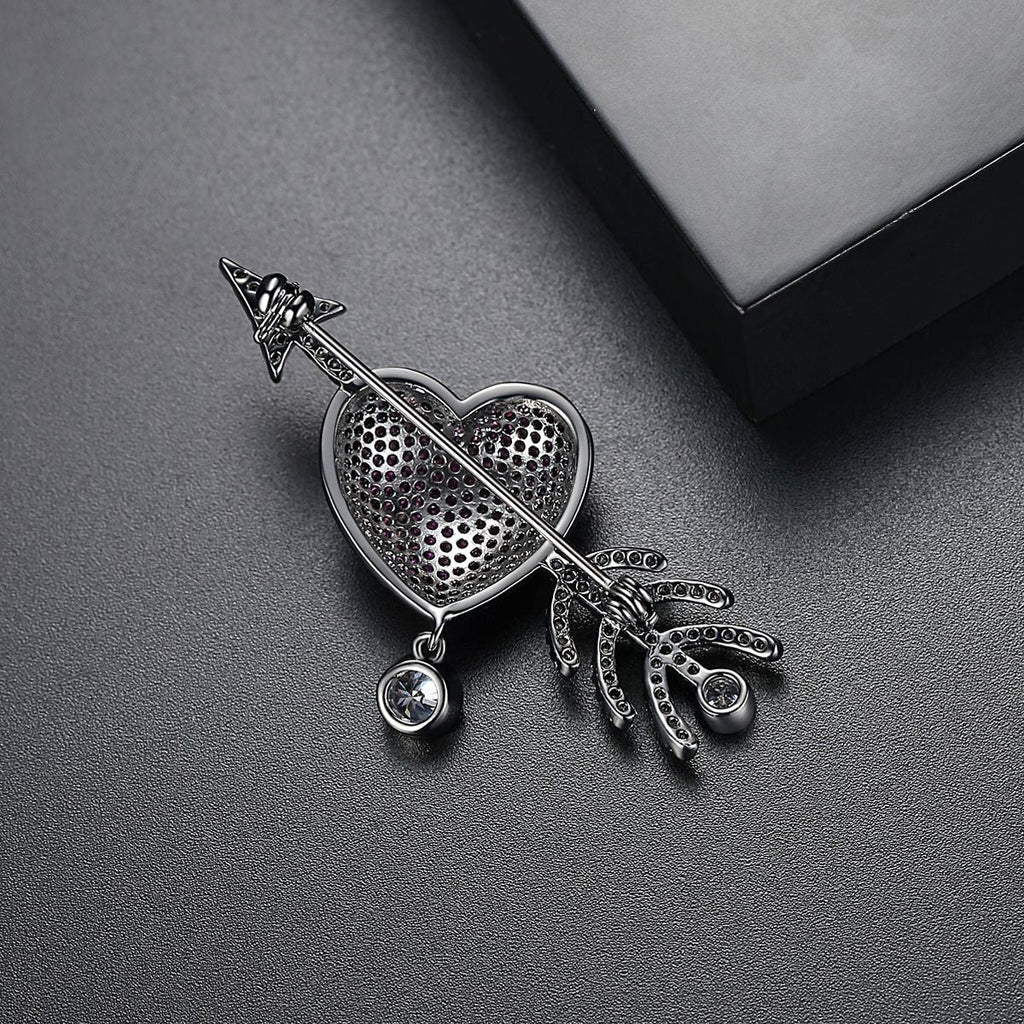 Piercing Arrow Heart Cubic Zirconia Brooch PA4392