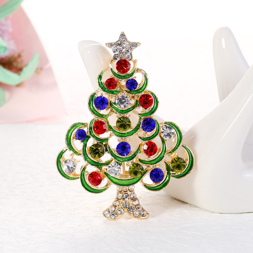 Christmas Tree Rhinestone Brooch PA4439