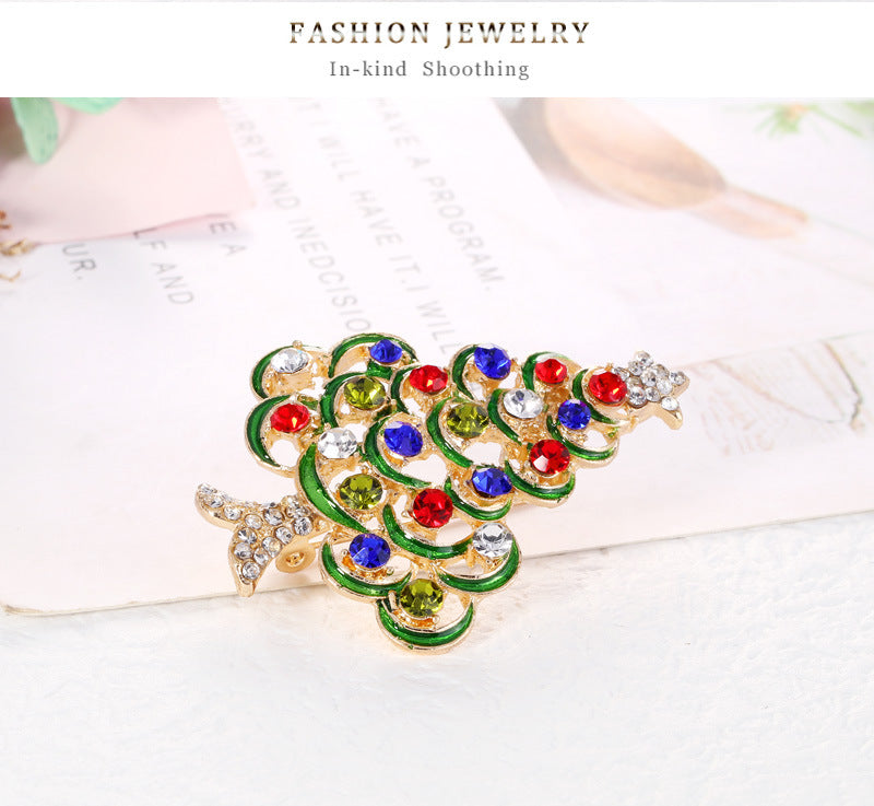 Christmas Tree Rhinestone Brooch PA4439