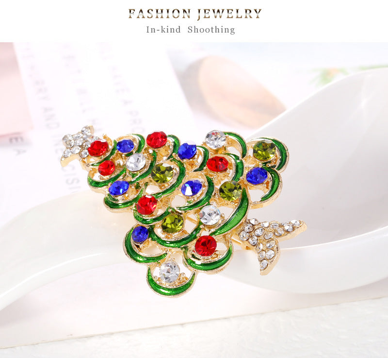 Christmas Tree Rhinestone Brooch PA4439