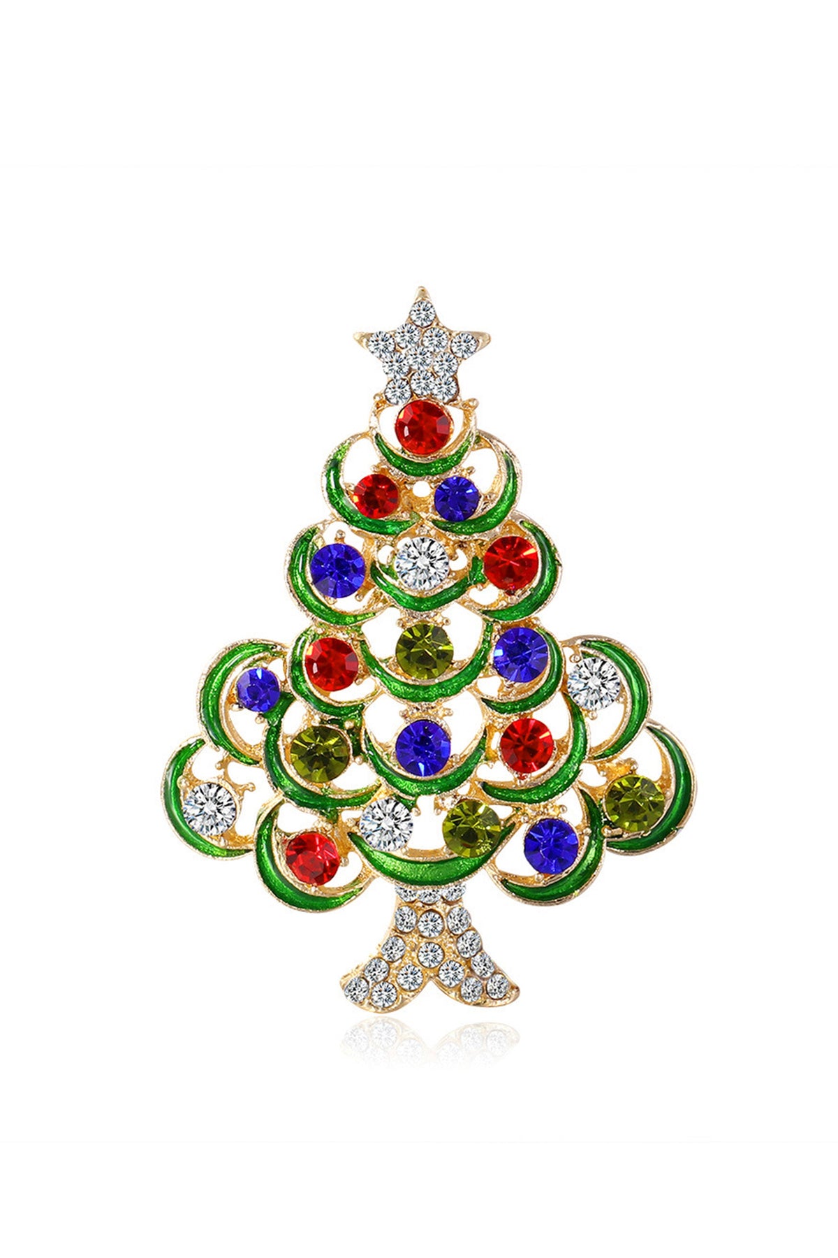 Christmas Tree Rhinestone Brooch PA4439
