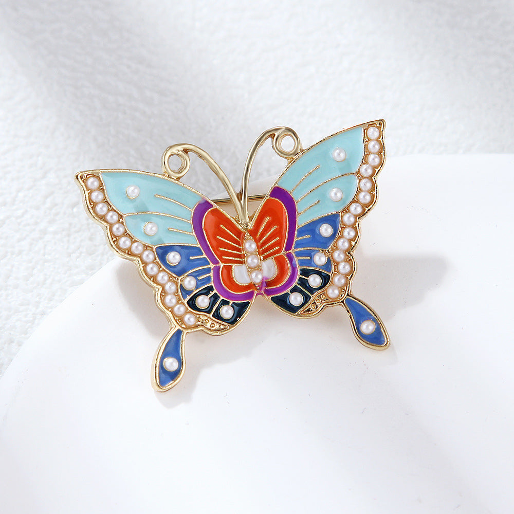 Butterfly Pearl Alloy Brooch PA4493