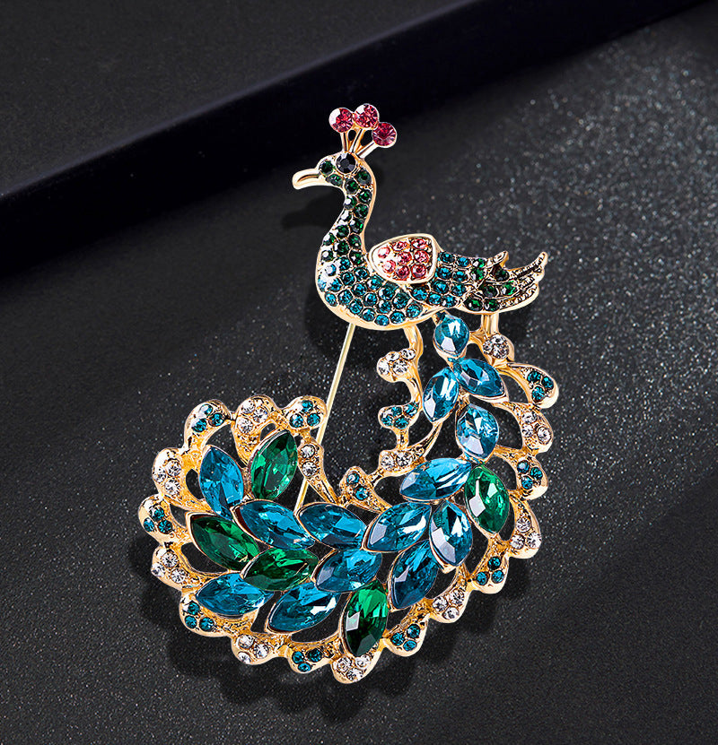 Peacock Rhinestone Brooch PA4521 - view 3