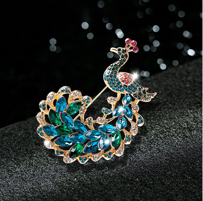 Peacock Rhinestone Brooch PA4521 - view 5
