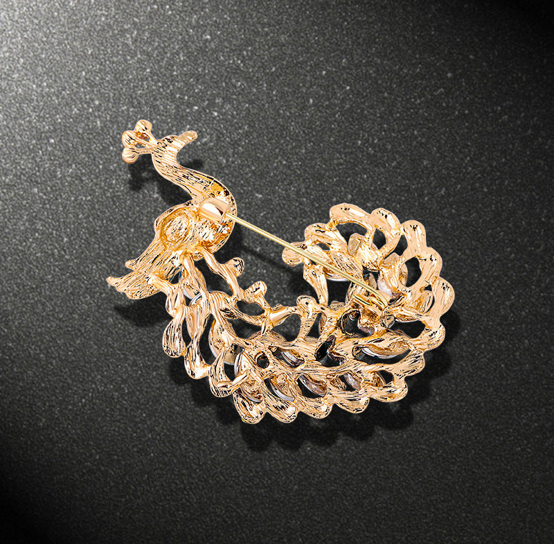 Peacock Rhinestone Brooch PA4521 - view 4