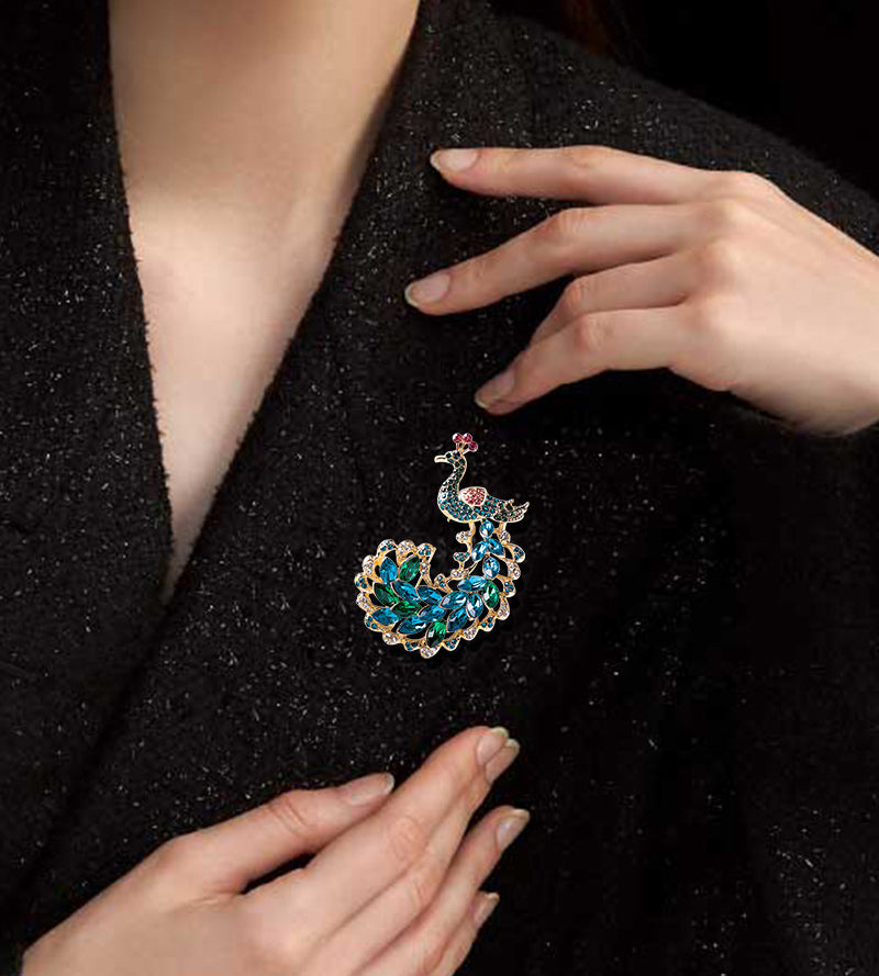 Peacock Rhinestone Brooch PA4521 - view 2