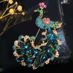 Peacock Rhinestone Brooch PA4521 - view 6