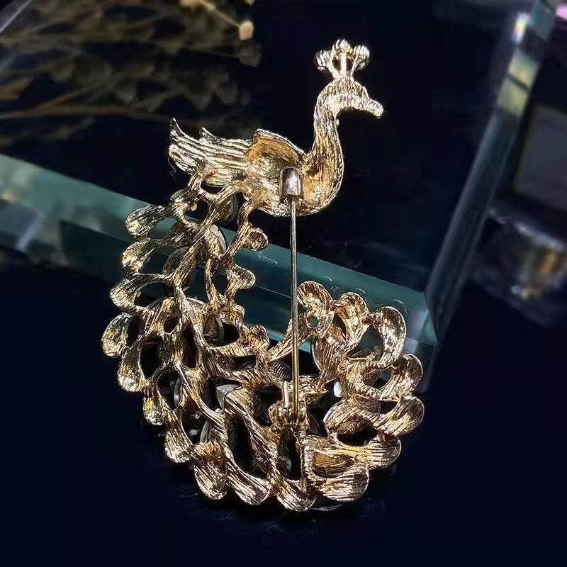 Peacock Rhinestone Brooch PA4521 - view 7