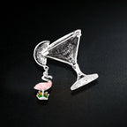 Goblet Cup Flamingo Alloy Brooch PA4522