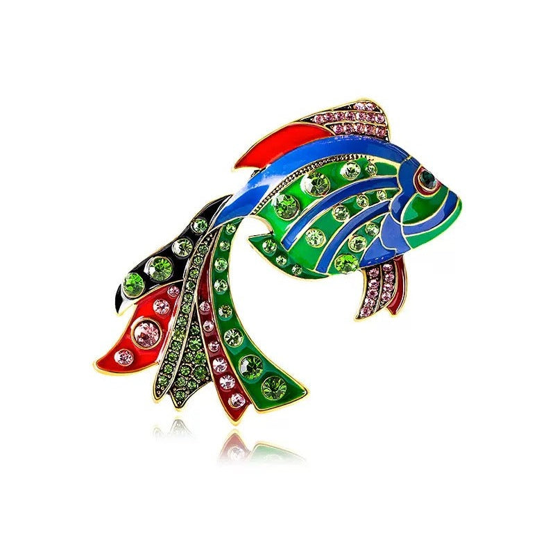 Goldfish Alloy Rhinestone Brooch PA4524