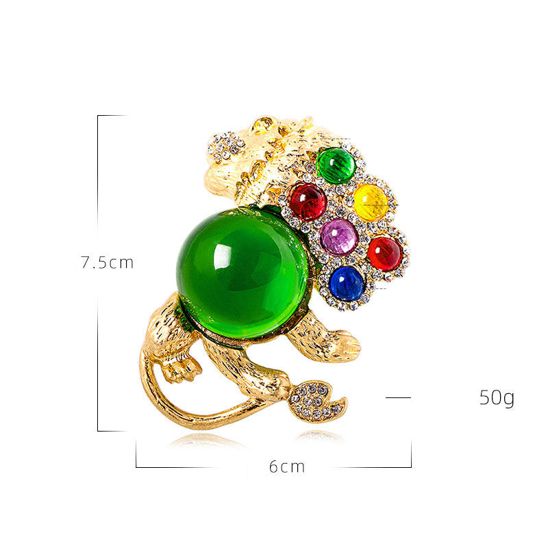Lion Rhinestone Brooch PA4527