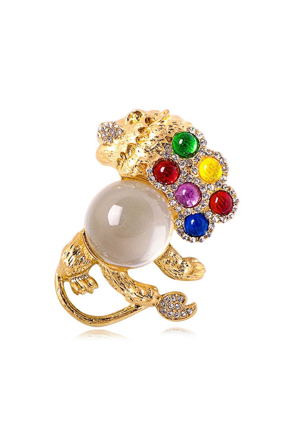 Lion Rhinestone Brooch PA4527