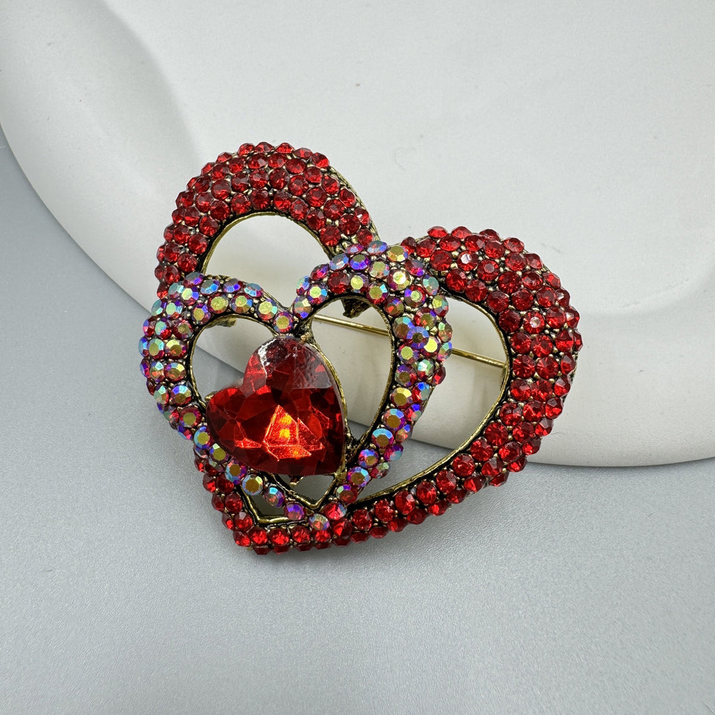 Heart Rhinestone Brooch PA4554