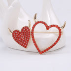 Two Heart Rhinestone Brooch PA4556