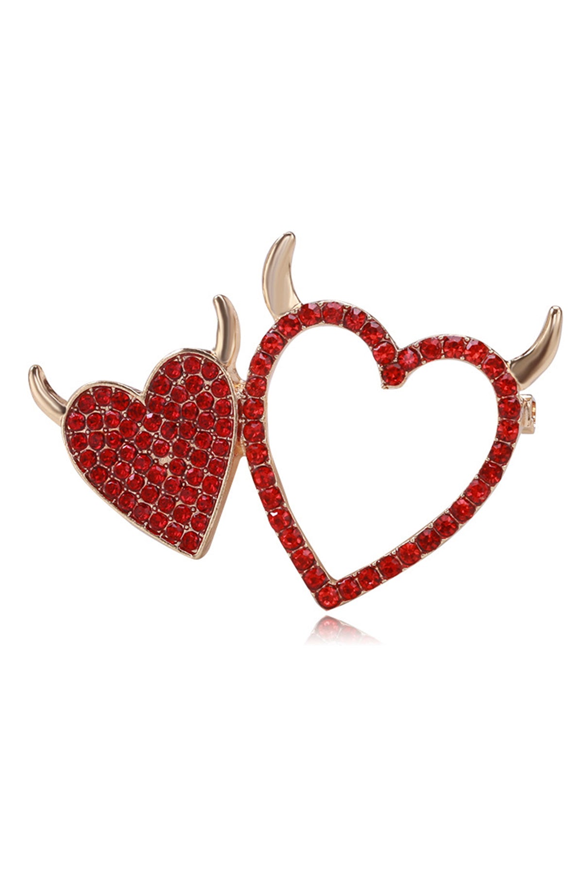Two Heart Rhinestone Brooch PA4556