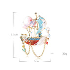 Sailboat Crystal Alloy Brooch PA4569 - view 5