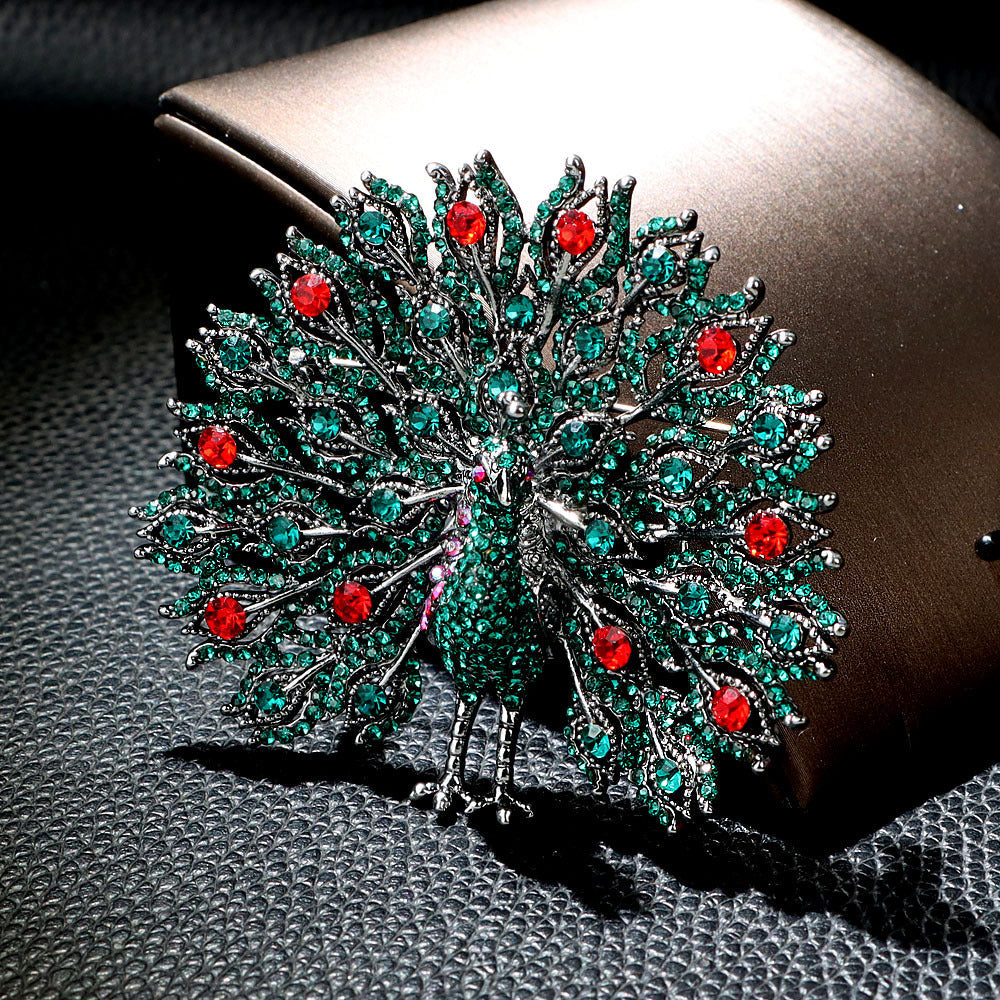 Peacock Rhinestone Brooch PA4582