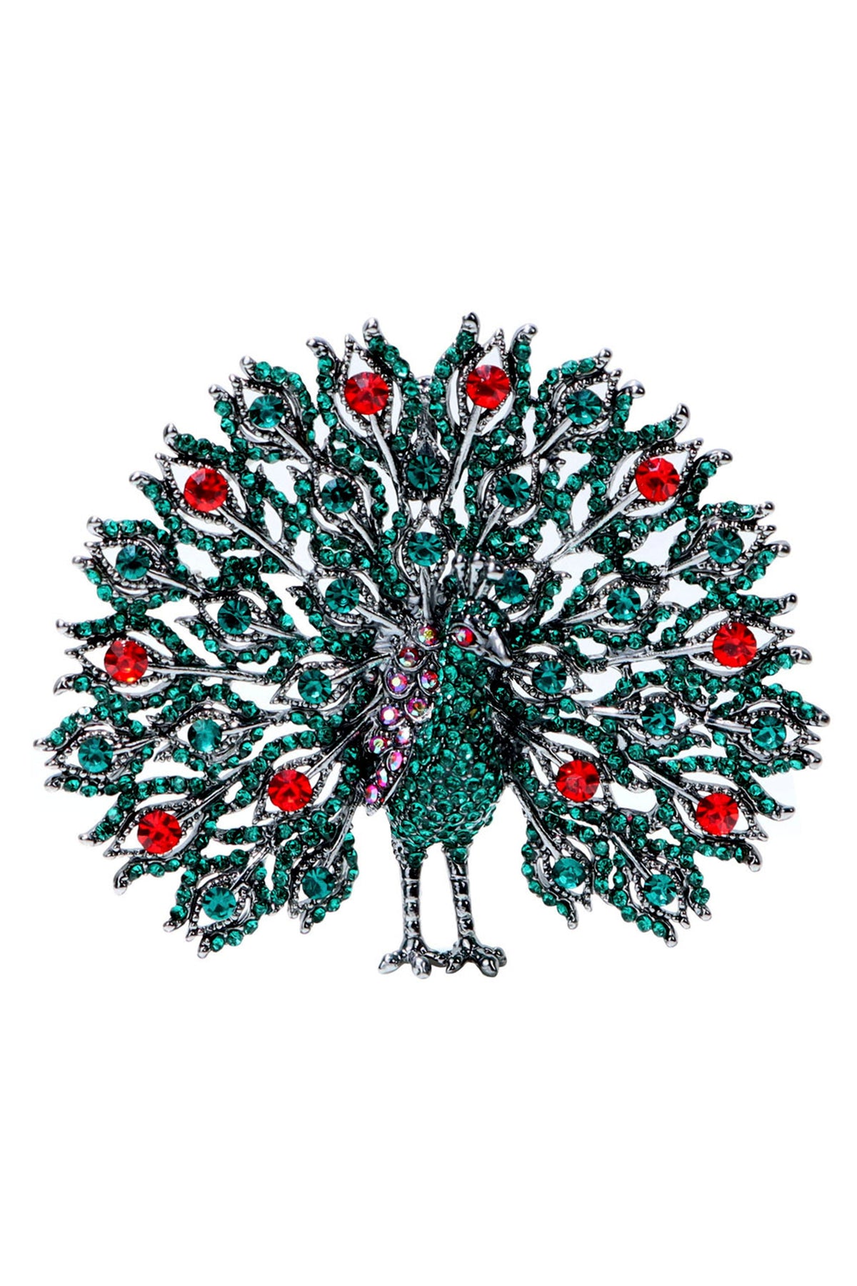 Peacock Rhinestone Brooch PA4582