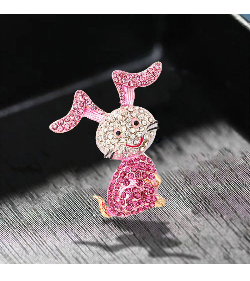 Rabbit Bunny Rhinestone Brooch PA4592