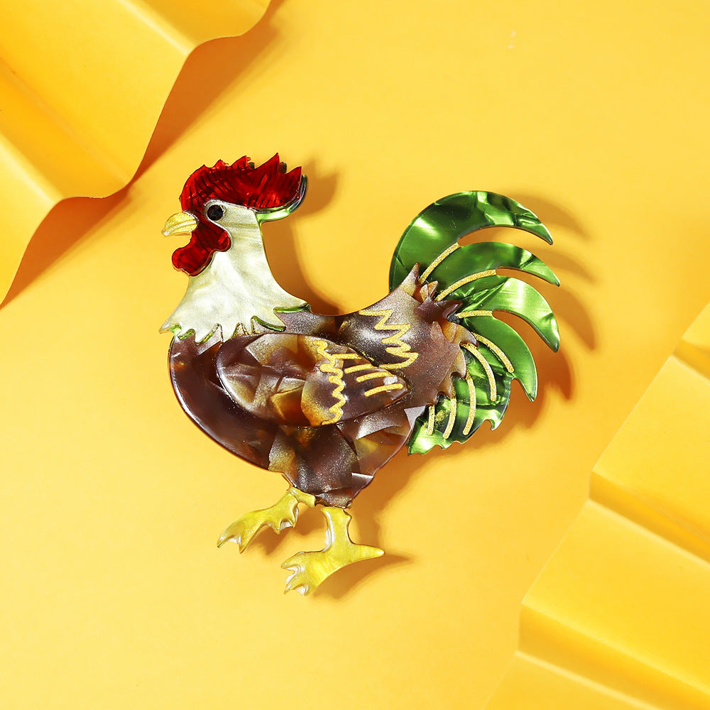 Rooster Acrylic Brooch PA4606