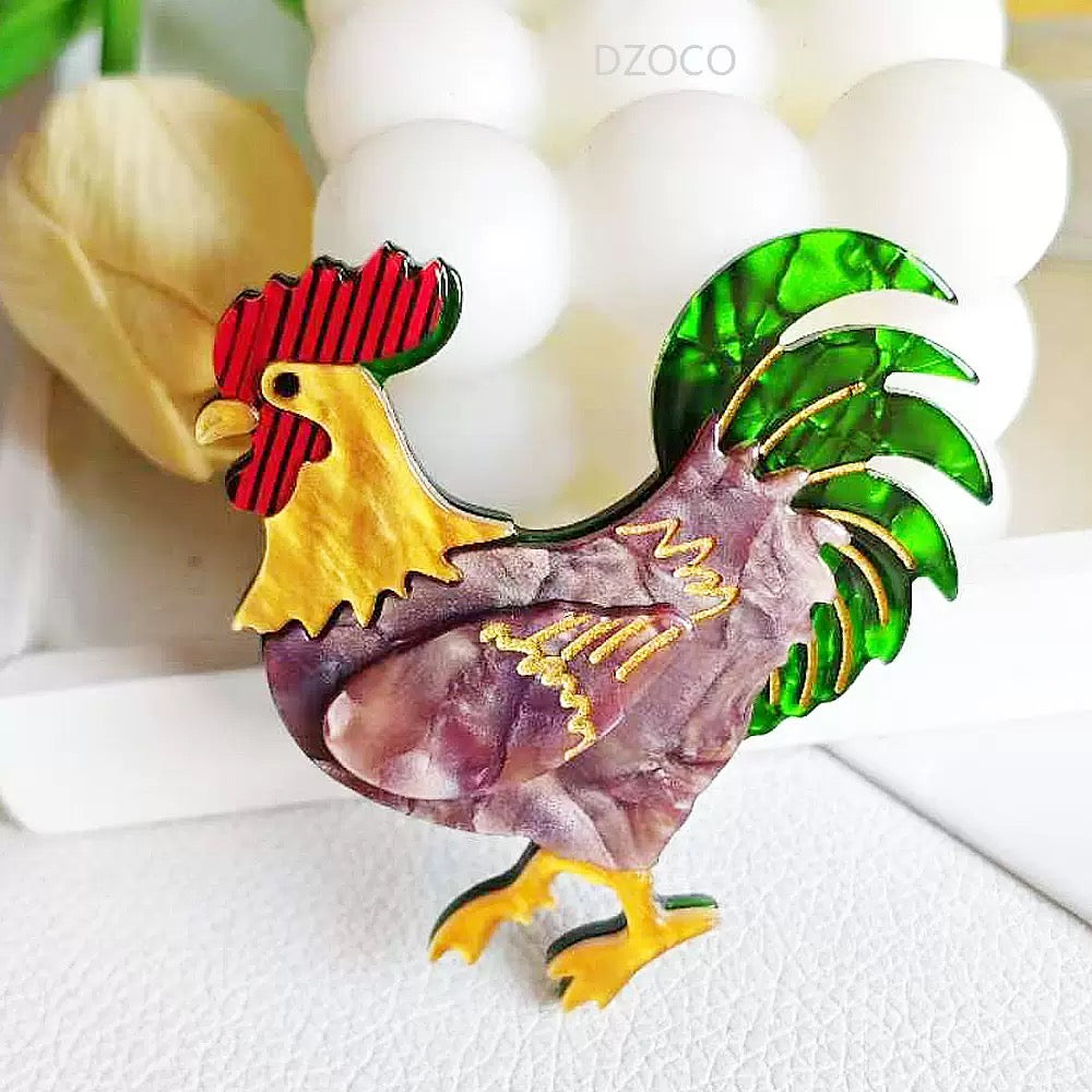 Rooster Acrylic Brooch PA4606