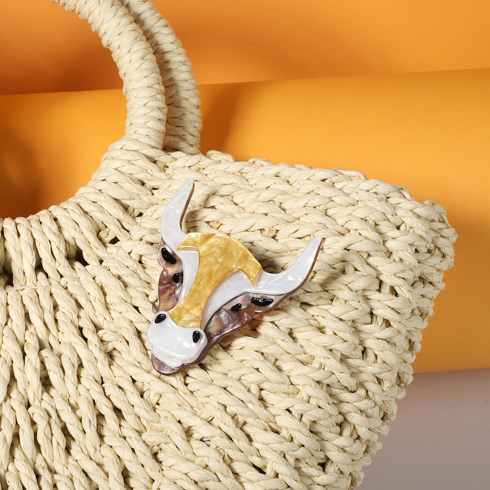 Bull Head Acrylic Brooch PA4608 - view 2