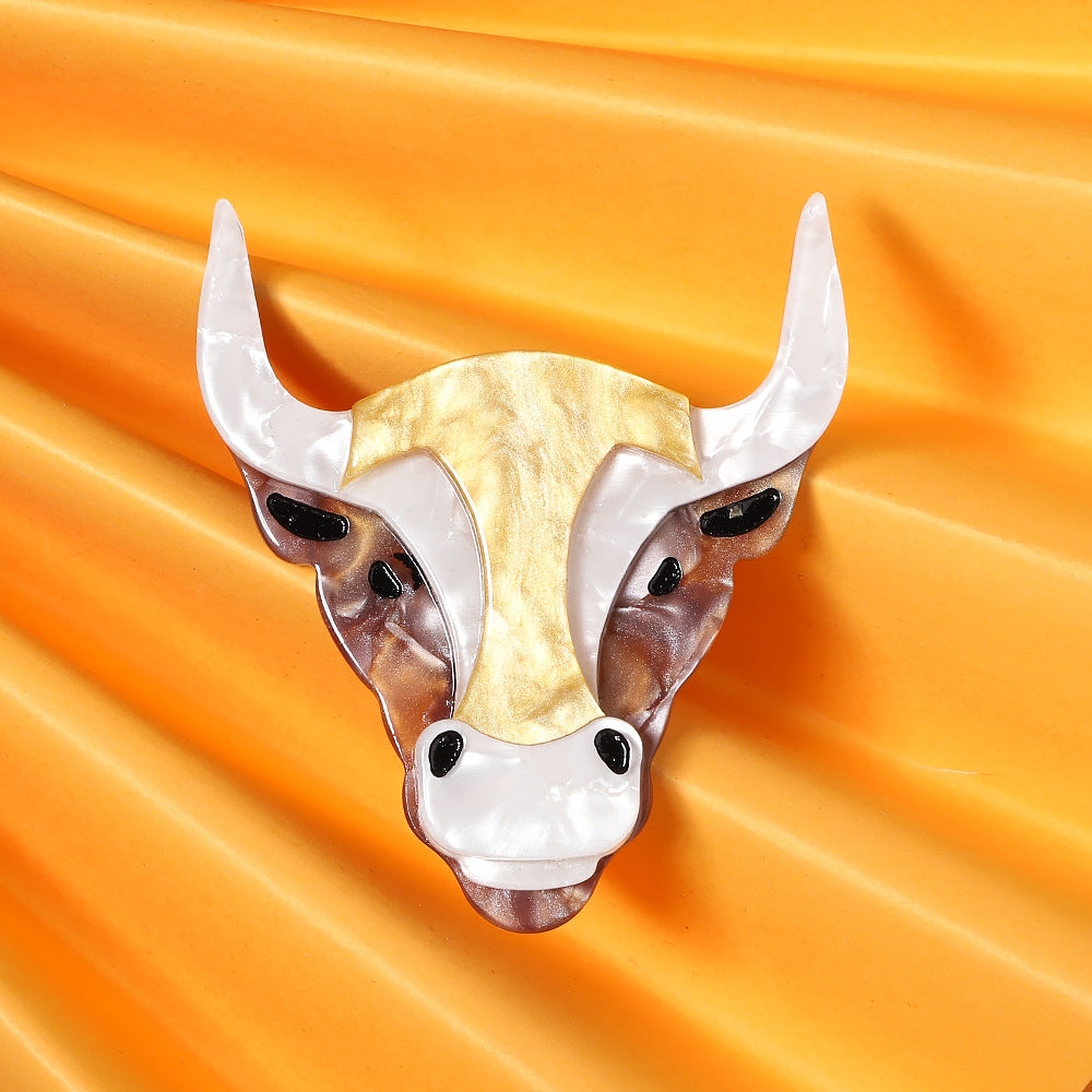 Bull Head Acrylic Brooch PA4608 - view 4