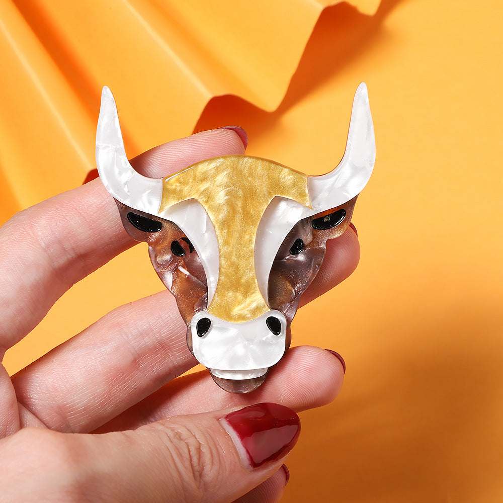 Bull Head Acrylic Brooch PA4608 - view 5