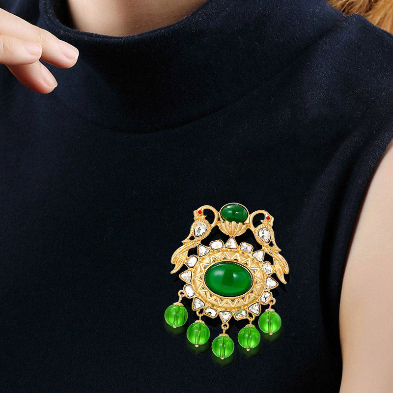 Peacock Tassel Rhinestone Brooch PA4619